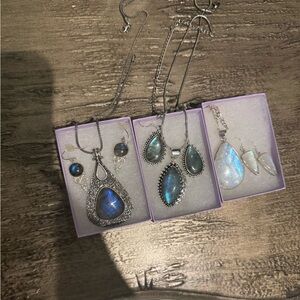 Elegant Silver and Blue Gemstone Jewelry Set